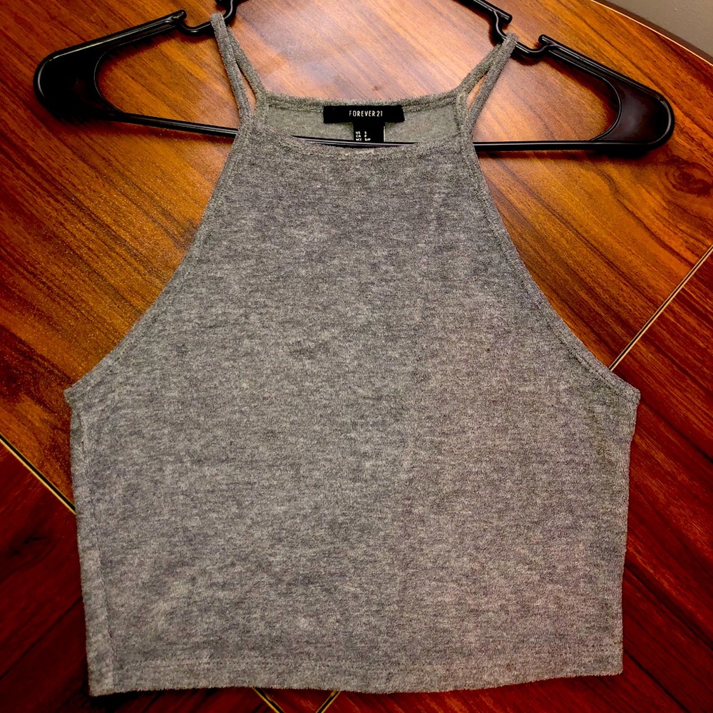 Grey Plush Crop Top